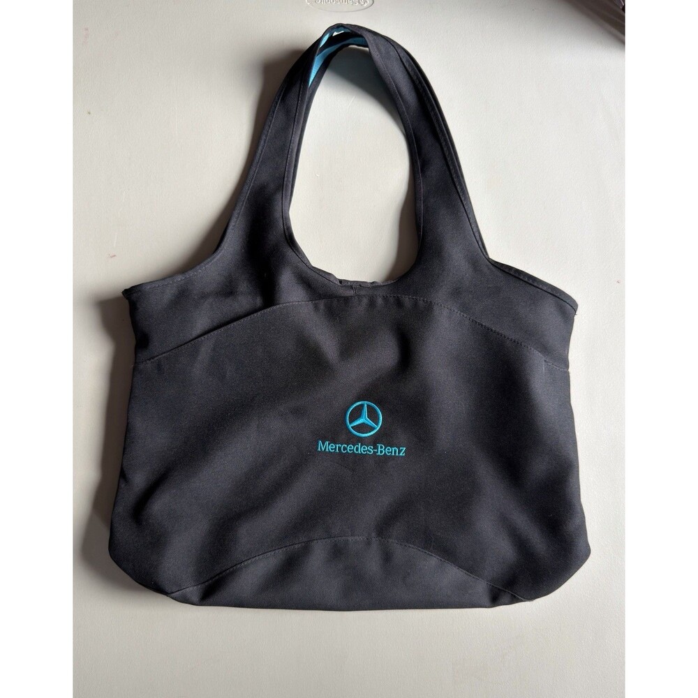 Mercedes-Benz Black Tote Bag Blue Interior Shoulder Travel Gym Shopper EUC
